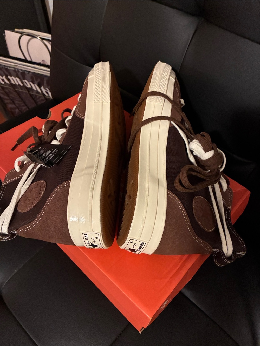 Converse Mens 12 Brown High Top Sneakers 173196C Chuck Taylor’s 70 HI dark root - Picture 8 of 12